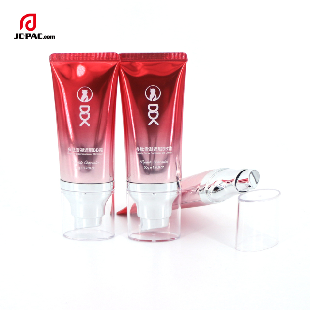 Custom ABL Tube 50ml 60ml 70ml 80ml Flat Oval Tube Packaging Airless Pump Sunscreen Cosmetic Tubes with Pump Lid