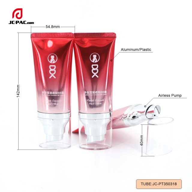 Custom ABL Tube 50ml 60ml 70ml 80ml Flat Oval Tube Packaging Airless Pump Sunscreen Cosmetic Tubes with Pump Lid