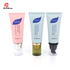 50g 60g Airless Pump Plastic Cosmetic Tube Empty Makeup BB Cream Packaging Plastic Tube with Pressed Pump Soft Squeeze PE Tube