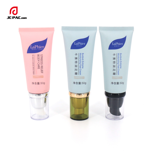 50g 60g Airless Pump Plastic Cosmetic Tube Empty Makeup BB Cream Packaging Plastic Tube with Pressed Pump Soft Squeeze PE Tube
