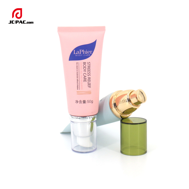 50g 60g Airless Pump Plastic Cosmetic Tube Empty Makeup BB Cream Packaging Plastic Tube with Pressed Pump Soft Squeeze PE Tube