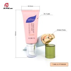 50g 60g Airless Pump Plastic Cosmetic Tube Empty Makeup BB Cream Packaging Plastic Tube with Pressed Pump Soft Squeeze PE Tube