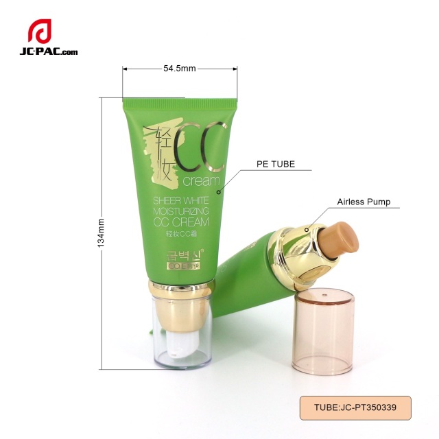 40g Cosmetic Airless EVOH 5 Layers Plastic Pump Tube with Silkscreen Printing for UV Protection Transparent Sun Cream Product