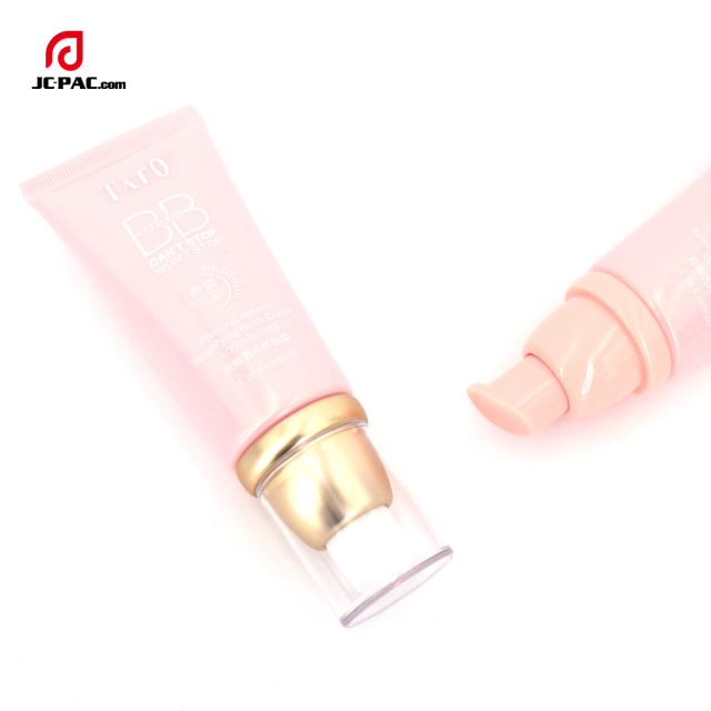 Cosmetic Airless Pump Tube 50ML Cosmetic BB CC Primer Container Concealer Tube Packaging with EVOH 5 Layer Material