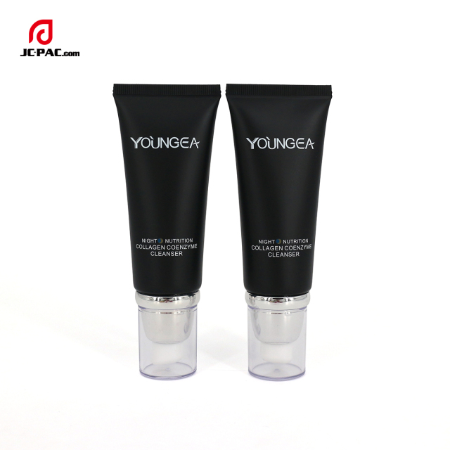 Wholesale Squeeze Airless Pump Tube Cosmetic Plastic Packaging Matte Black PE Tube 50g
