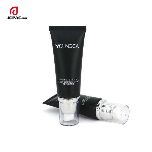 Wholesale Squeeze Airless Pump Tube Cosmetic Plastic Packaging Matte Black PE Tube 50g