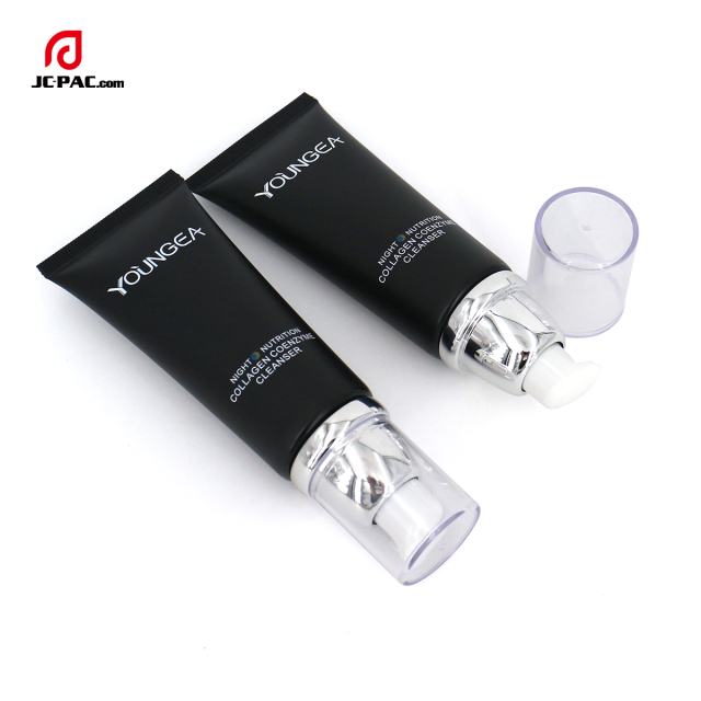 Wholesale Squeeze Airless Pump Tube Cosmetic Plastic Packaging Matte Black PE Tube 50g