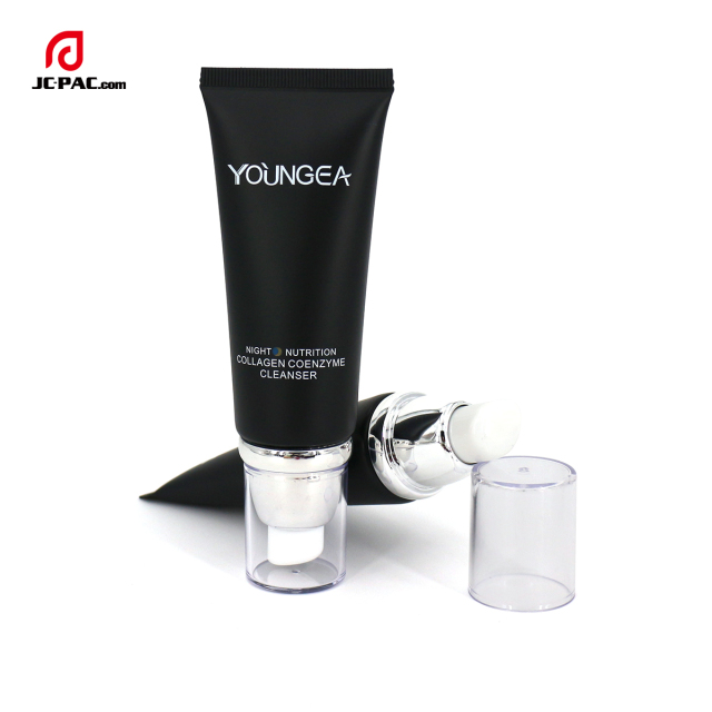 Wholesale Squeeze Airless Pump Tube Cosmetic Plastic Packaging Matte Black PE Tube 50g