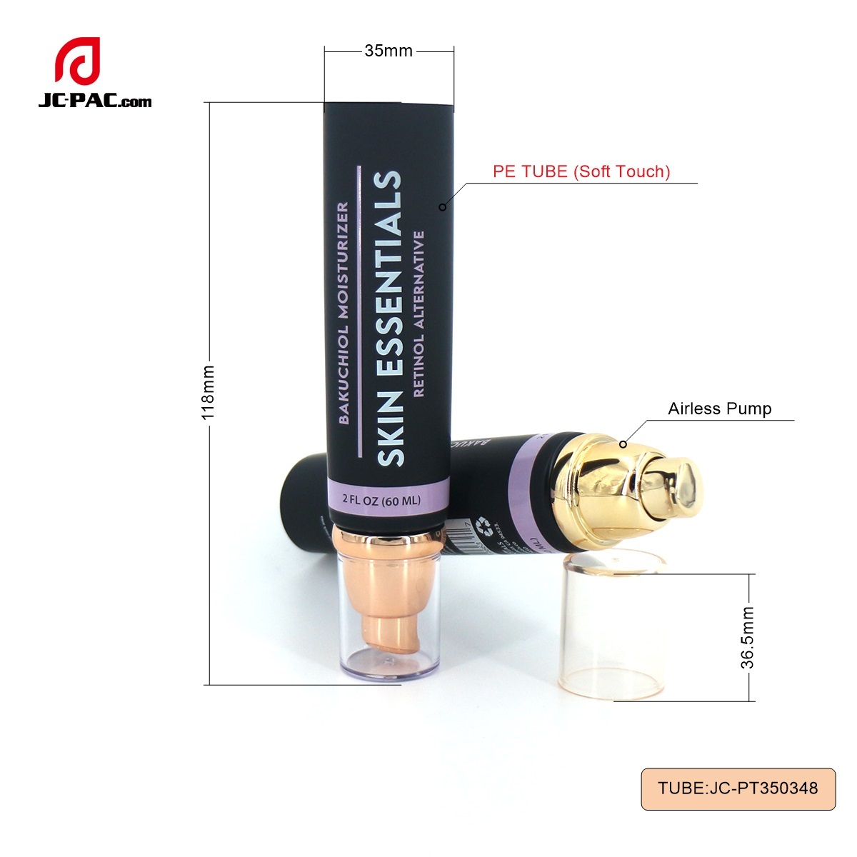 Custom and Wholesale 50ml 5 layer Sunscreen Skincare Empty PE Plastic Tubes Packaging Cosmetic Soft Tube with Airless Pump