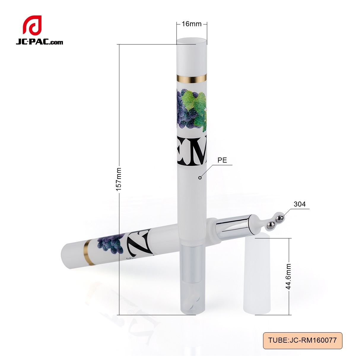 D16mm Cosmetic Plastic Tube 10ml Eye Serum Tube With Double Roller Ball