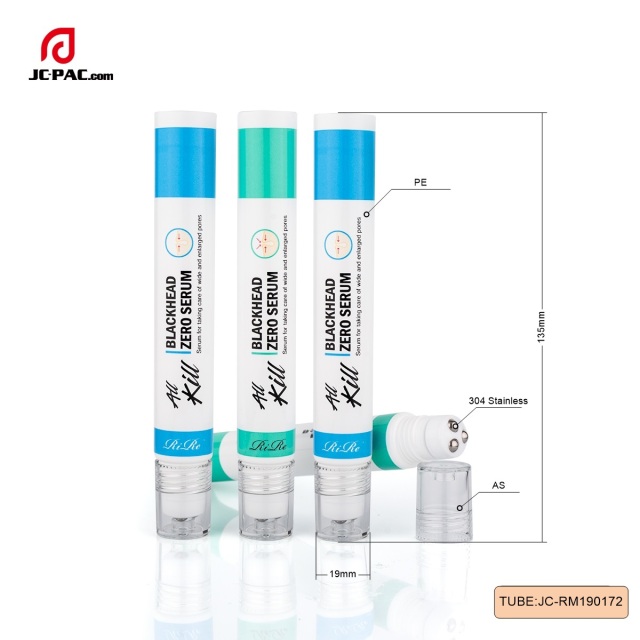 D19mm Empty Plastic Soft Tube For Deep Pore Cleanser 15g Skin Care Plastic Tube With  Roller Ball