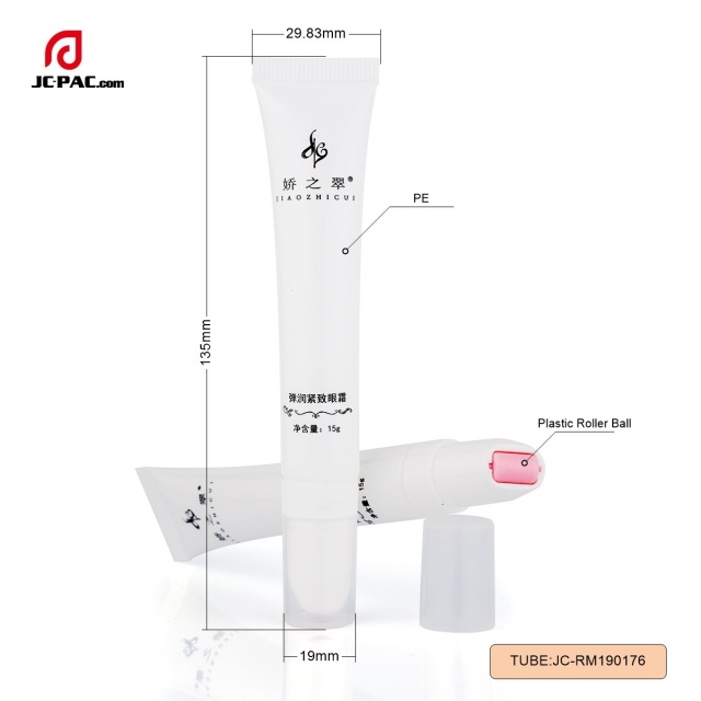 D19mm Empty Plastic Soft Tube For Firming Eye Cream 15g Skin Care Plastic Tube With Plastic Roller Ball