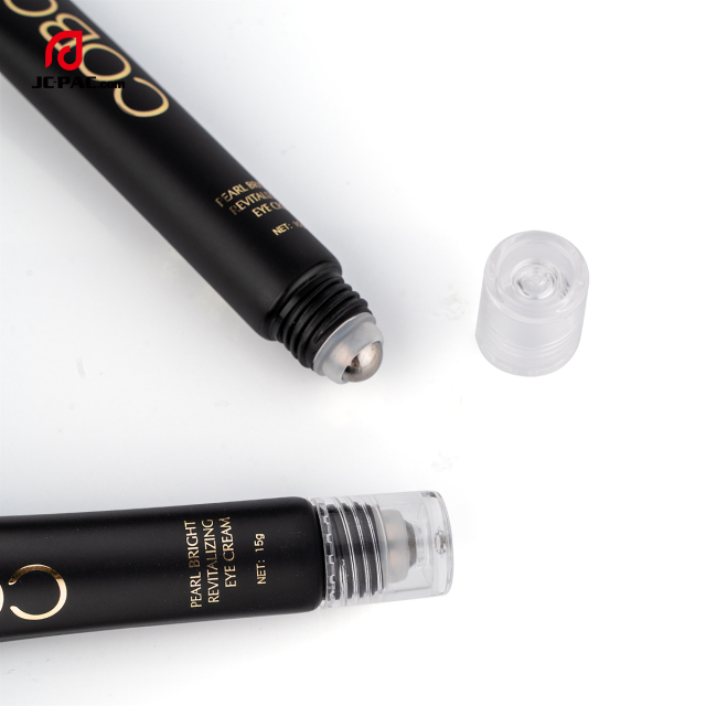 D19mm Matte Black Empty Plastic Tube Eye Cream Tube With Single Stainless Roller Ball