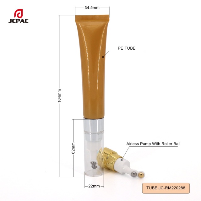 D22mm Cosmetic Airless Pump Plastic Tube 30ml Eye Cream Tube With Double Roller Ball