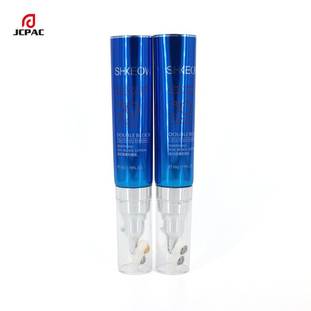 D30mm Cosmetic Airless Pump Aluminum Plastic Tube 30ml Facial Cream Tube With Massage Roller Ball