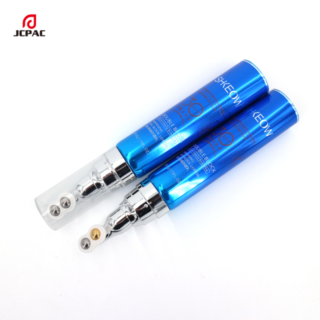 D30mm Cosmetic Airless Pump Aluminum Plastic Tube 30ml Facial Cream Tube With Massage Roller Ball