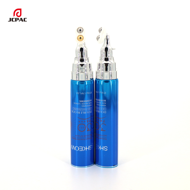 D30mm Cosmetic Airless Pump Aluminum Plastic Tube 30ml Facial Cream Tube With Massage Roller Ball
