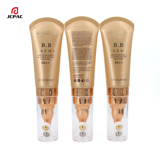 D30mm Cosmetic Airless Pump Plastic Tube 30ml Facial Moisturizing Essence Tube With Double Roller Ball