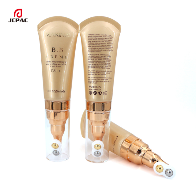 D30mm Cosmetic Airless Pump Plastic Tube 30ml Facial Moisturizing Essence Tube With Double Roller Ball