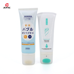Empty Facial Cleaner Tube With On-Off Silicone And Roller Ball Massage Applicator