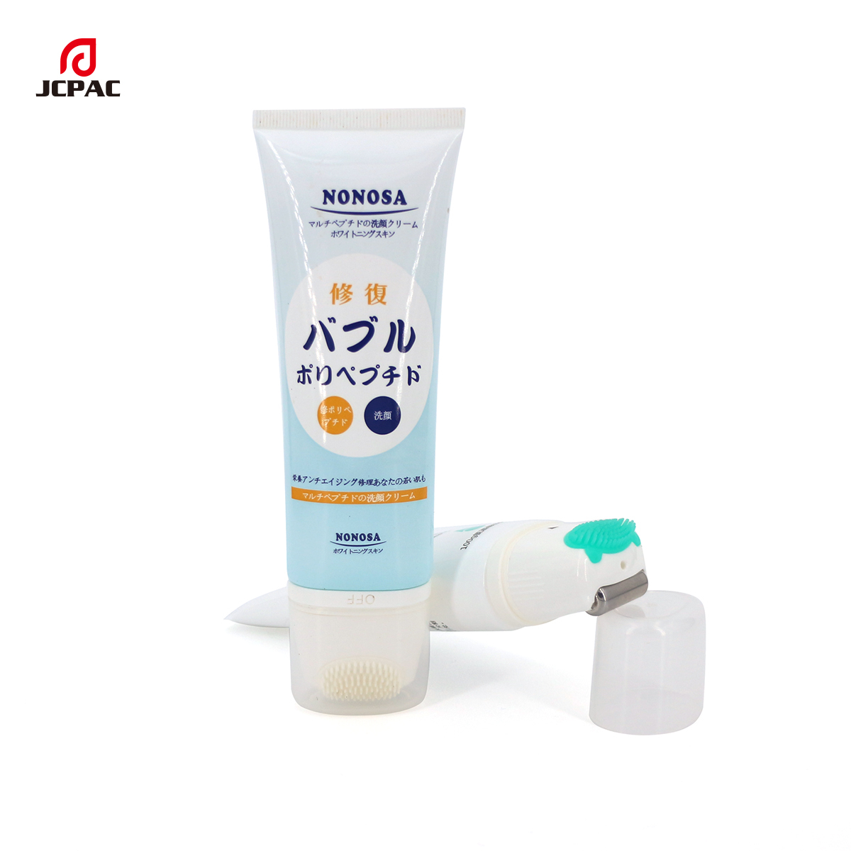 Empty Facial Cleaner Tube With On-Off Silicone And Roller Ball Massage Applicator