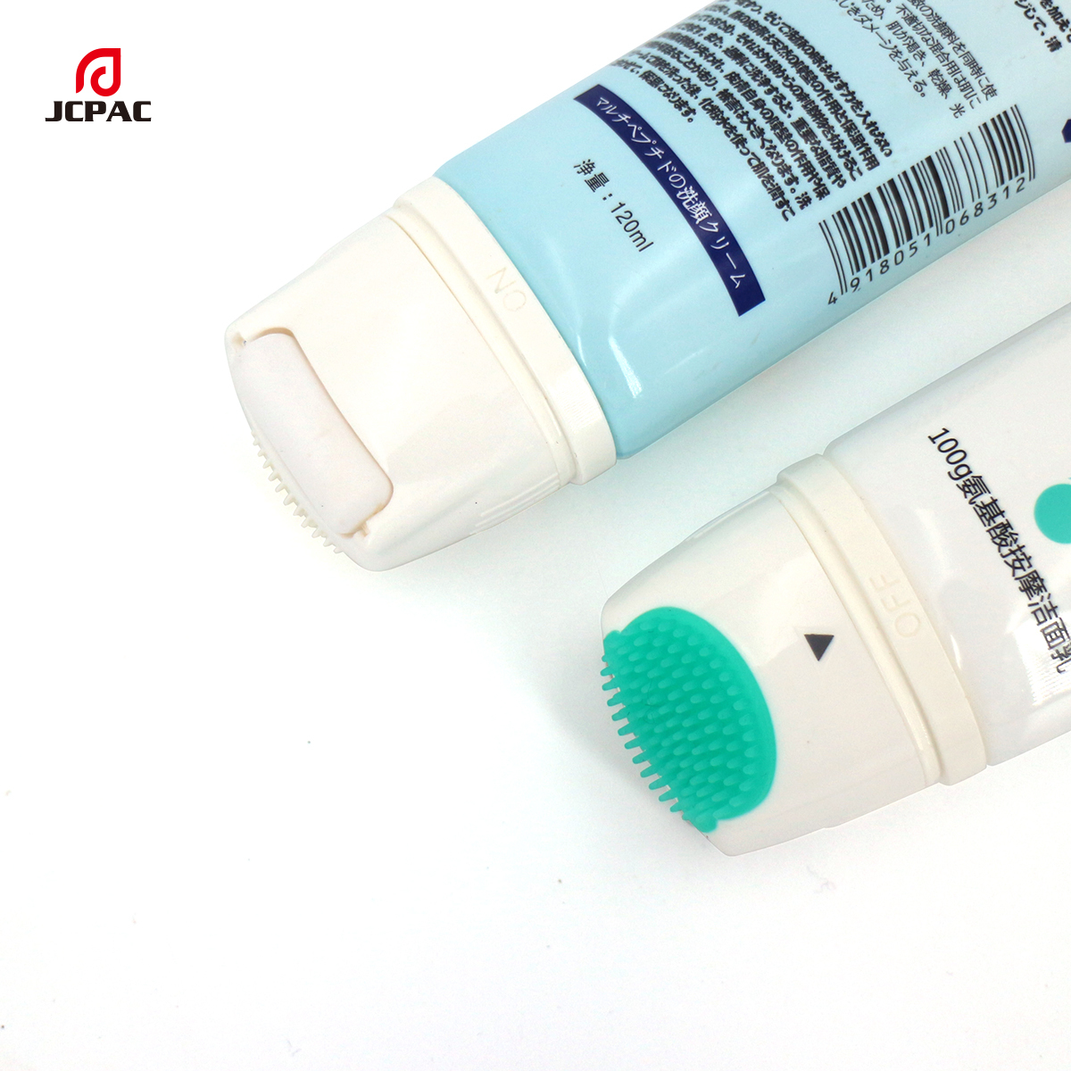 Empty Facial Cleaner Tube With On-Off Silicone And Roller Ball Massage Applicator