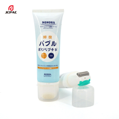 Empty Facial Cleaner Tube With On-Off Silicone And Roller Ball Massage Applicator