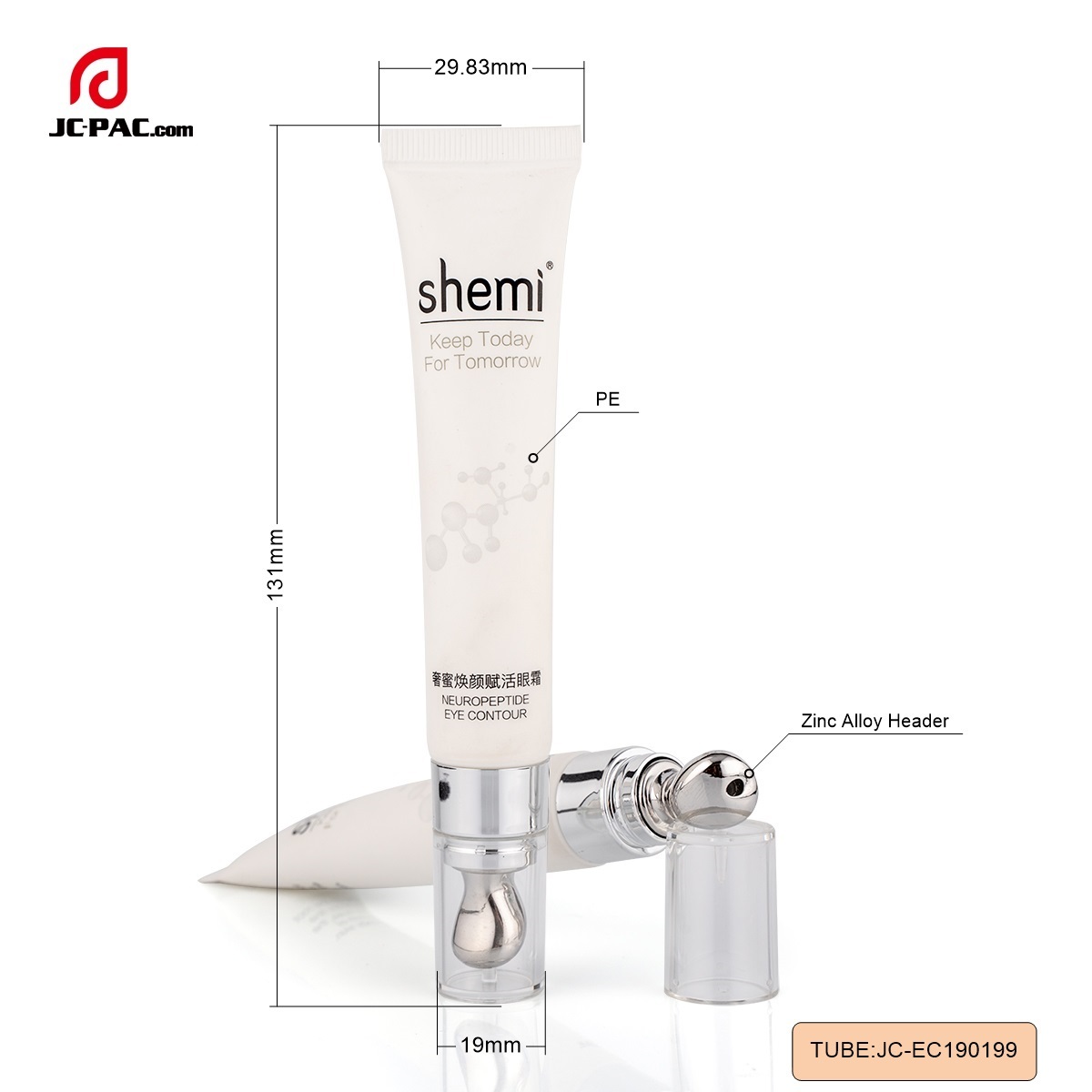 20ml Empty Eye Cream Applicator Tube Cosmetic Eye Cream Tube Packaging With Zinc Alloy Metal Applicator Tip