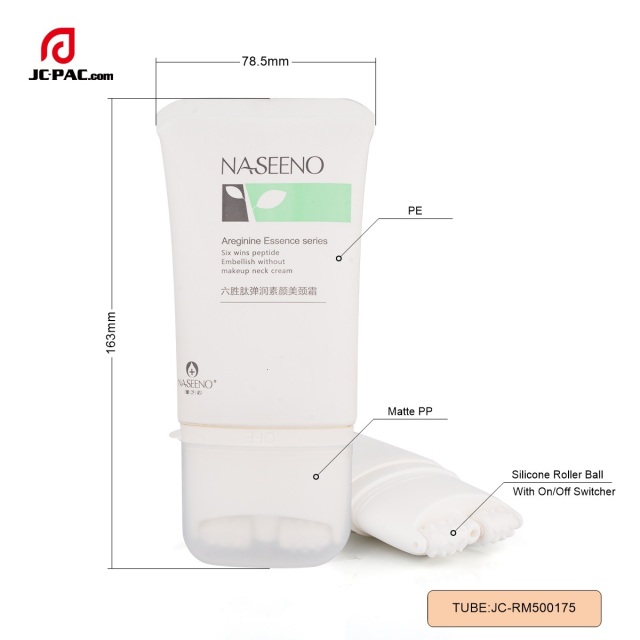 120ml Neck Cream Tube With Silicone Roller Ball On/Off Switcher Massage Lotion Squeeze Tube With Roller Ball Applicator