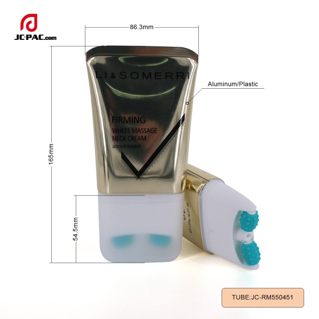 High Glossy Aluminum Plastic Tube With Roller Ball  Silicone Roller Ball On Firming Wheel Massage Neck Cream Tube