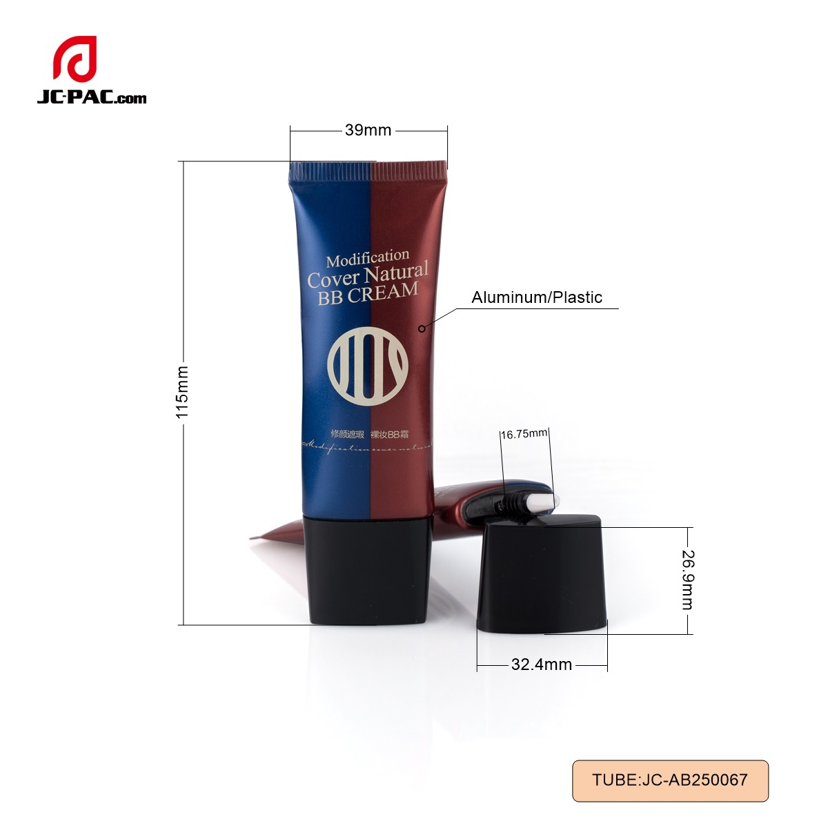 25mm Diameter Super Oval Empty Customized Aluminium Plastic Tube for Eye Cream Package Laminated 10ML 15ML 20ML BB Cream Primer Tube Nozzle