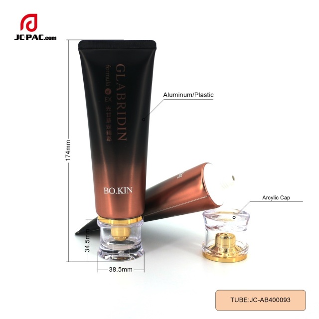 Laminated Cosmetic Tube Eco-Friendly Massage Empty Lotion Airless Tube Packaging Aluminum Plastic Tube with Acrylic Cap