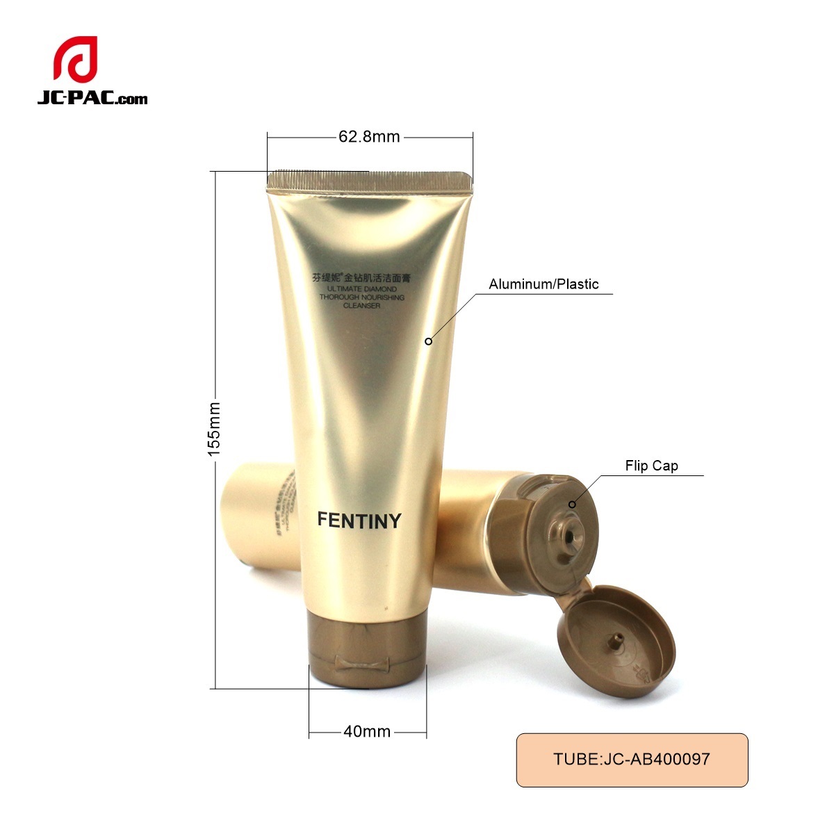 Squeeze Tubes Manufacturer Skincare Facial Cleanser Wire Drawing ABL Tube with Metal Lining Flip Top Lid Aluminum-Plastic Tube