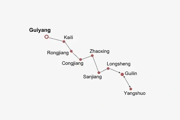 8 Days Private Tour of Guiyang - Kaili - Rongjiang - Congjiang - Zhaoxing - Sanjiang - Longsheng - Guilin - Yangshuo - Guilin