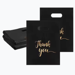 Reusable Plastic Shopping Bags with Die Cut Handles Boutique Bags for Small Business Retail Thank You Merchandise Bags