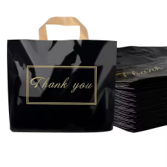 Thank You Bags Plastic Boutique Shopping Bags For Small Businesses Large Thick Bulk Merchandise Gift Bags With Soft Loop H