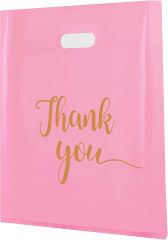 Custom Logo Printed Plastic Carry Bag Thank You Die Cut Handle Carry Shopping Packaging Bags for Boutique Retail Shopping