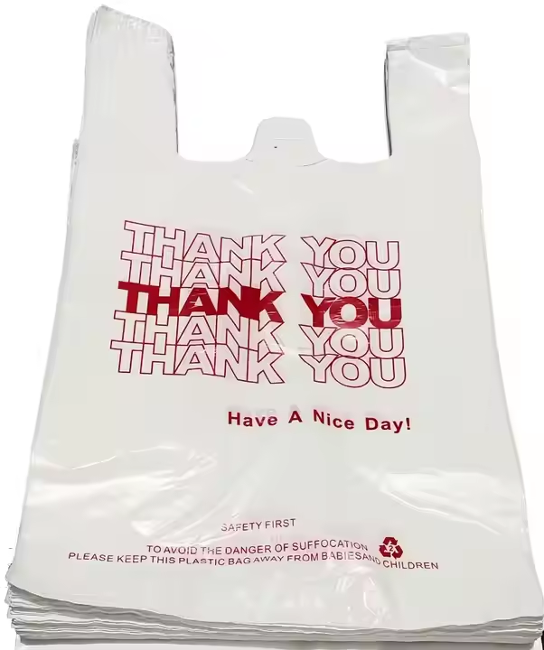 Large Strong White Thank You T Shirt Bags Plastic Grocery Bag for Small Business&Shopping