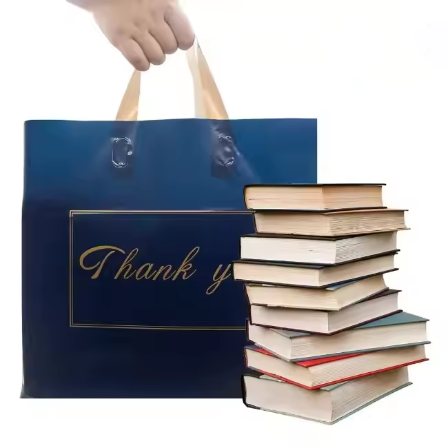 Thank You Merchandise Bags for Small Business Plastic Shopping Bags With Soft Loop Handles for Boutique Gifts Retail