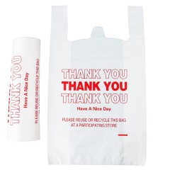 Large Strong White Thank You T Shirt Bags Plastic Grocery Bag for Small Business&Shopping