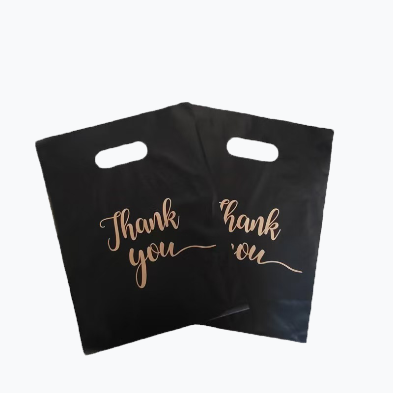 Reusable Plastic Shopping Bags with Die Cut Handles Boutique Bags for Small Business Retail Thank You Merchandise Bags
