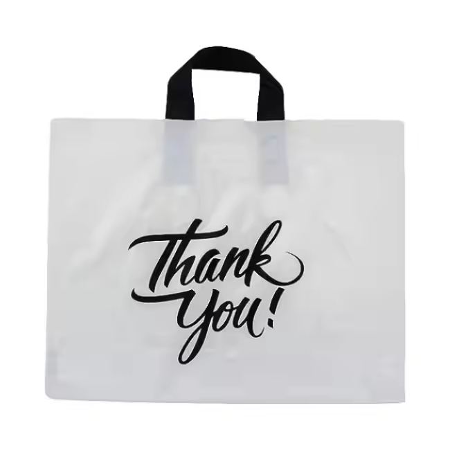 Thank You Merchandise Bags for Small Business Plastic Shopping Bags With Soft Loop Handles for Boutique Gifts Retail