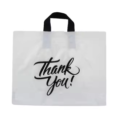 Thank You Merchandise Bags for Small Business Plastic Shopping Bags With Soft Loop Handles for Boutique Gifts Retail