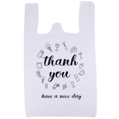 Custom Thank You Plastic Bags Plastic T Shirt Bags for Business Small Grocery Shopping Retail