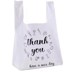 Custom Thank You Plastic Bags Plastic T Shirt Bags for Business Small Grocery Shopping Retail