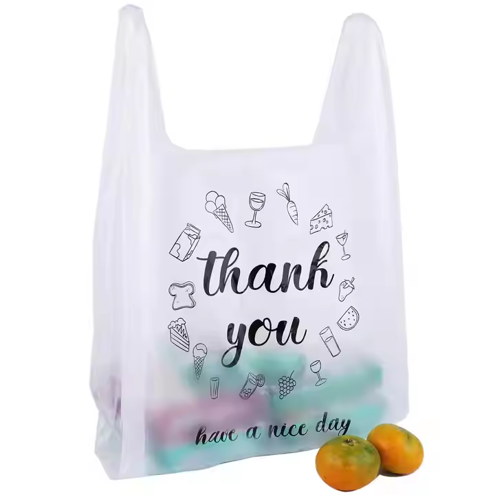 Custom Thank You Plastic Bags Plastic T Shirt Bags for Business Small Grocery Shopping Retail