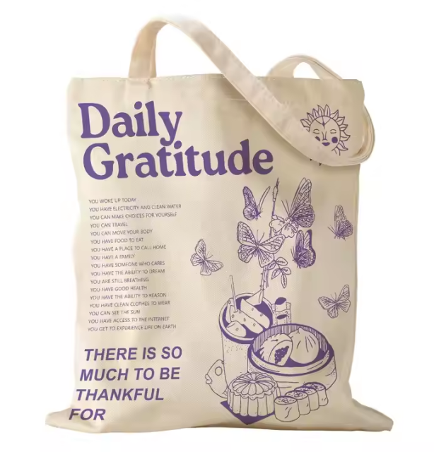 Custom Natural Canvas Tote Bags with Long Handle Reusable Cotton Shopping Bags for School Work Daily Life Women's Shoulder Bag