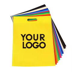 Custom Logo Wholesale Die Cut Non Woven Gift Bag Non Woven Flat Pocket Shopping Grocery Bag with Handle