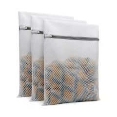 Good Quality White Bag Gray Zipper Durable Polyester Fiber Washable Mesh Laundry Bag for Socks Sleepwear