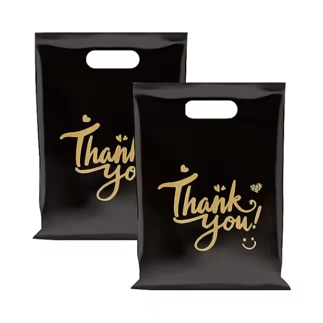 Custom Die Cut Plastic Bags Biodegradable Plastic Shopping Bags with Handle Die Cut Handle Bags Wholesale for Shopping Grocery